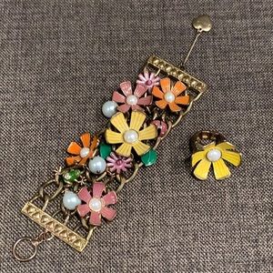 Betsy Johnson Flower Girl Garden Bracelet and Ring